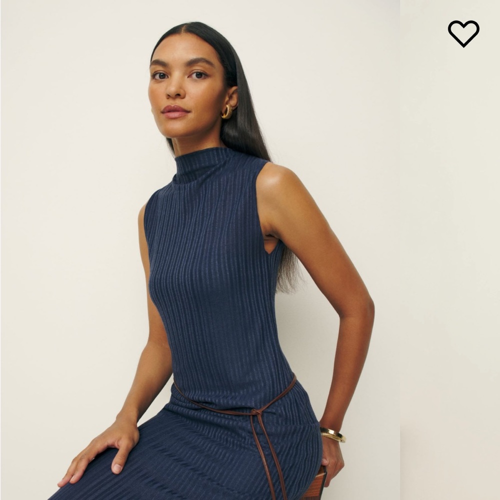 NWT Reformation Arabella Knit Dress in Navy Small - Picture 3 of 9